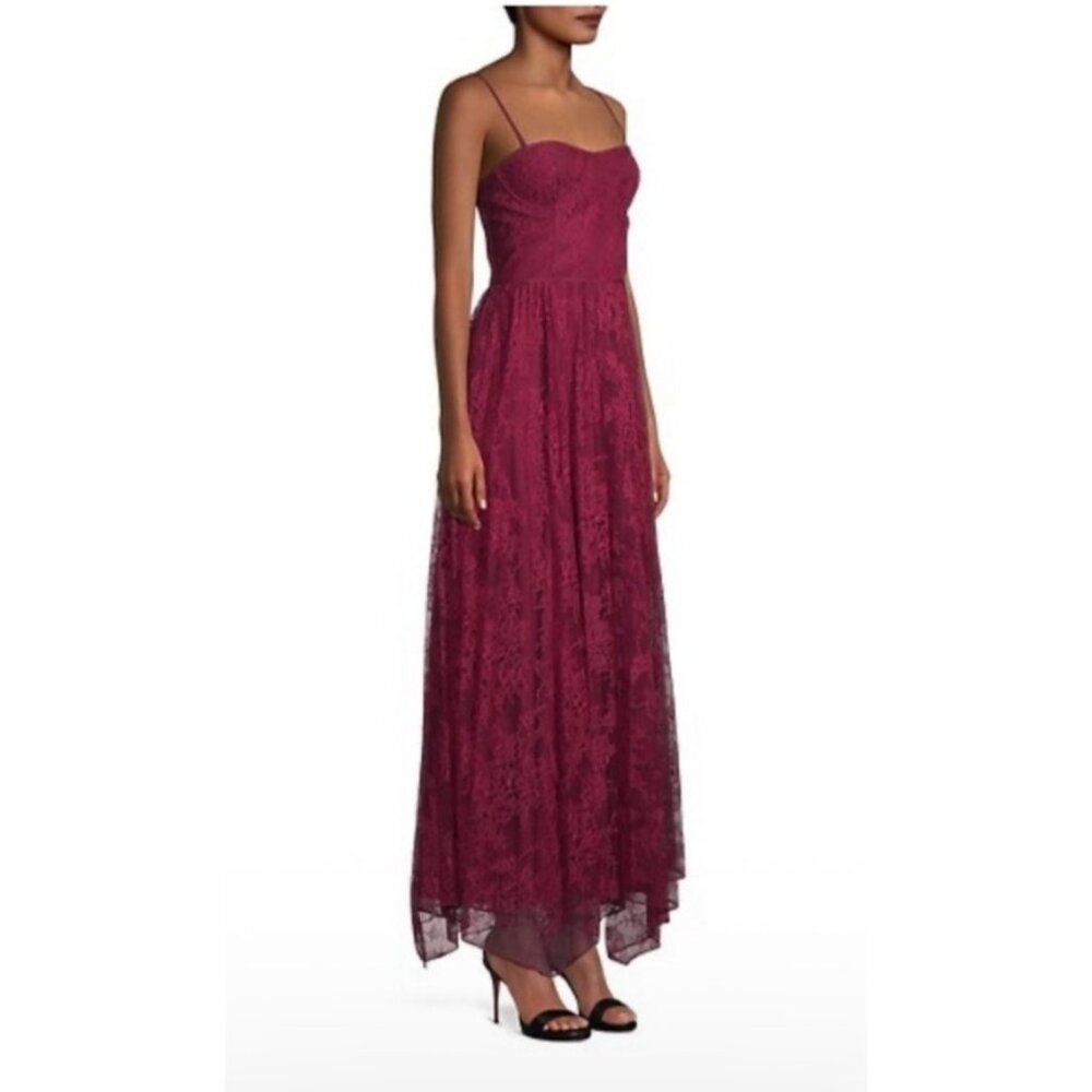 Donna Karan Red Lace Maxi Dress Size 10 NWT Bustier Corset Top Semi Formal Event